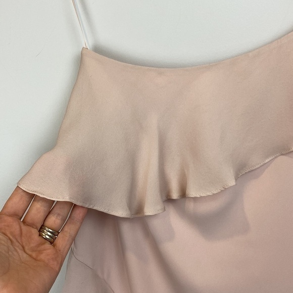 Parker • Eden Combo One Shoulder Silk Ruffle Short Dress - Picture 4 of 11